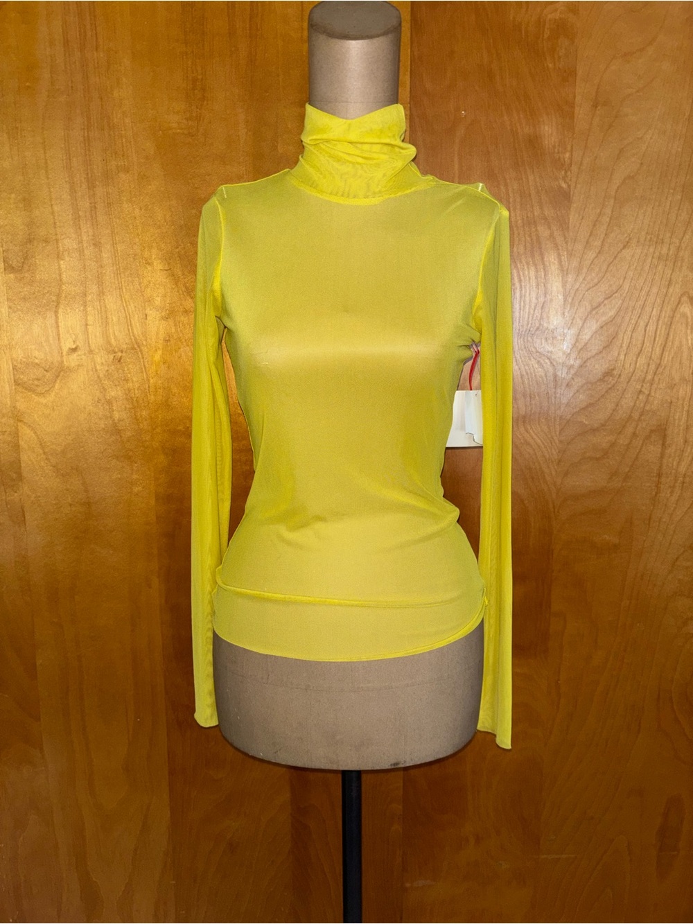 Lightweight Yellow Long-Sleeve Turtleneck Top -nwt -sheer-XS